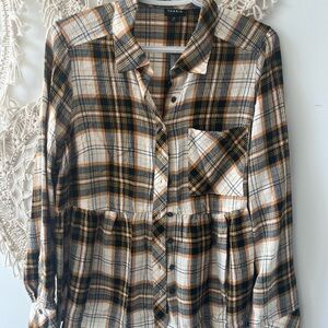 Torrid Orange and Black Plaid Shirt size 00
